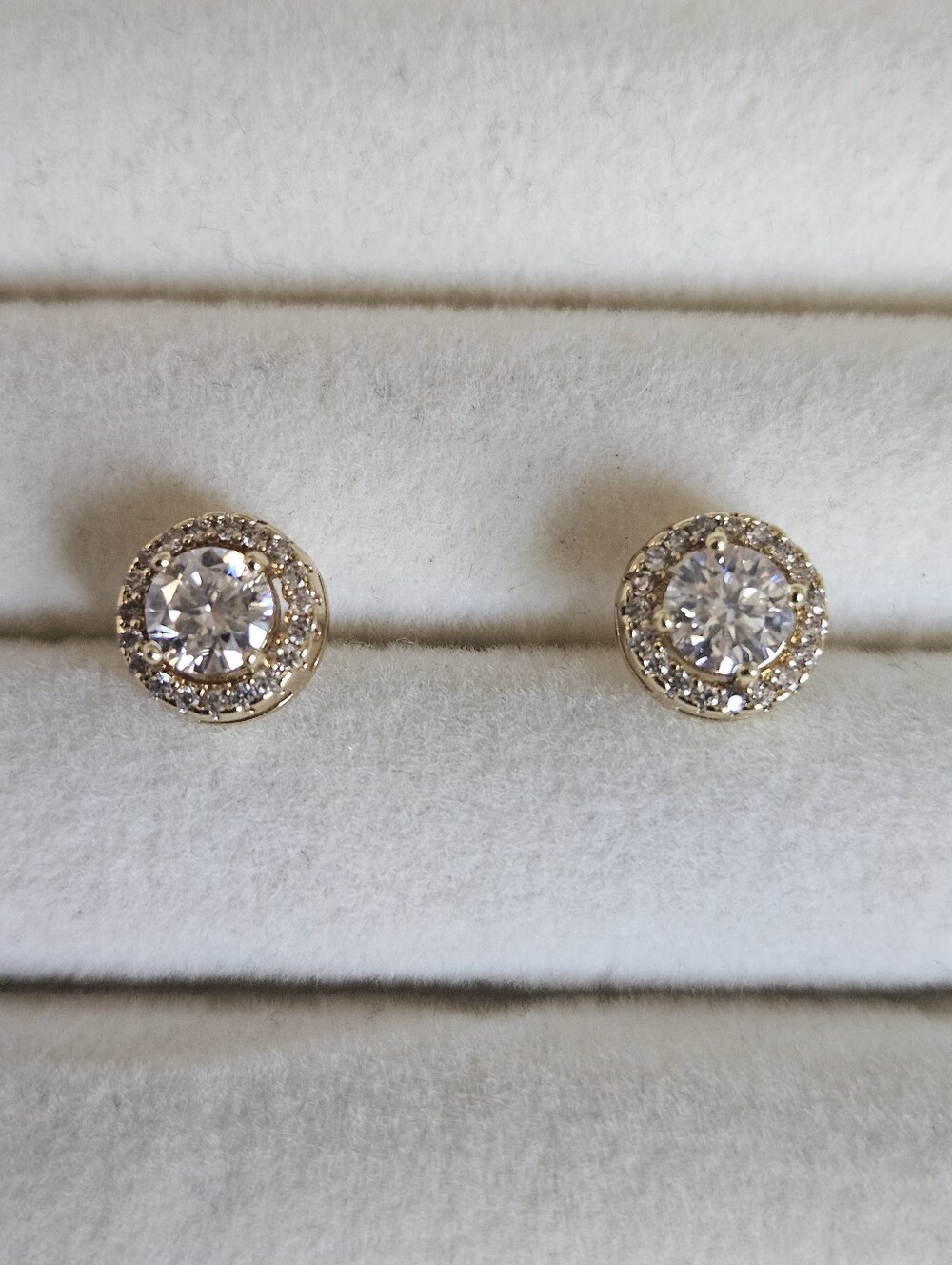 Gold 925 Sterling Silver Halo Moissanite Push Back Stud Earrings